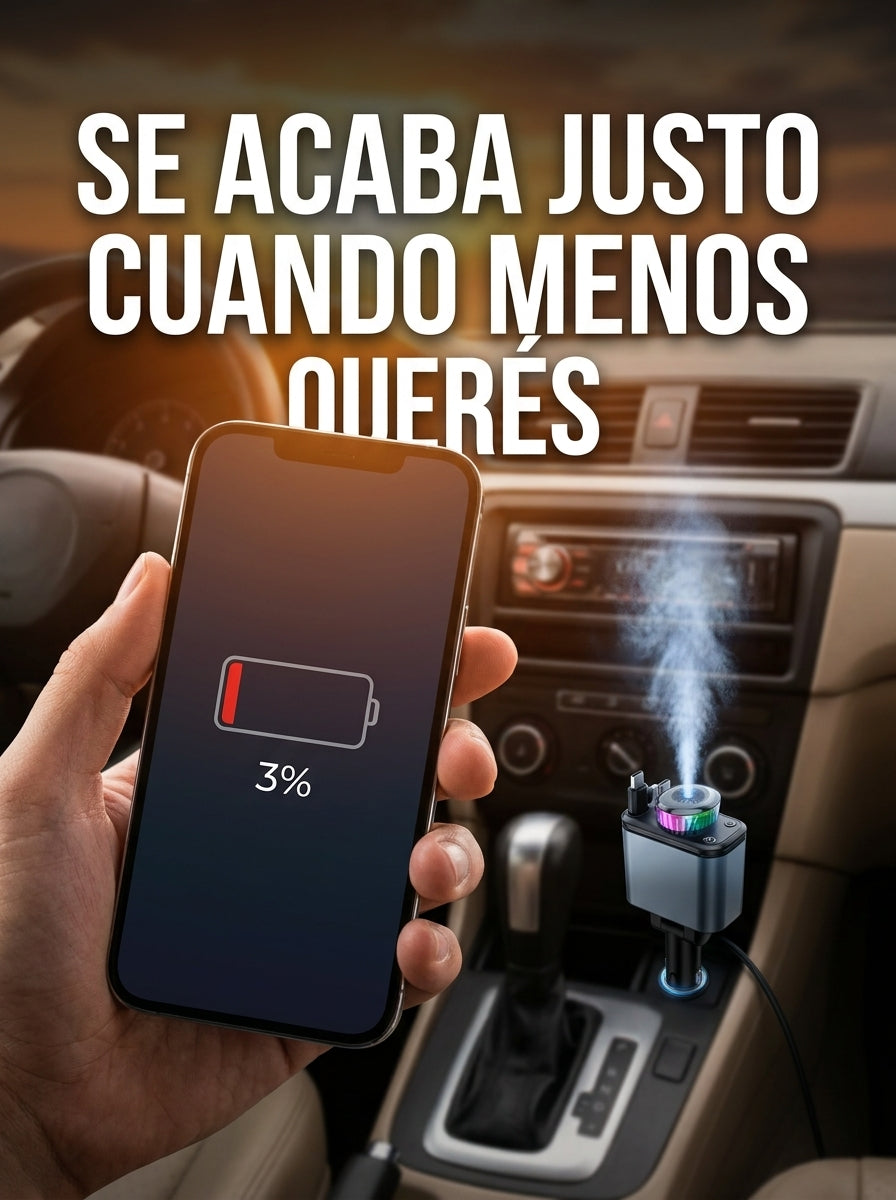 Celular con batería baja en el carro, se acaba en el peor momento