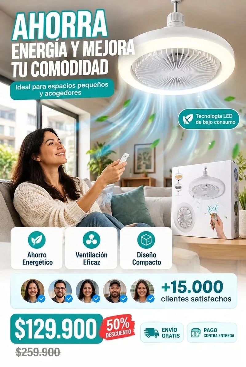 Lámpara LED 360° con Ventilador
