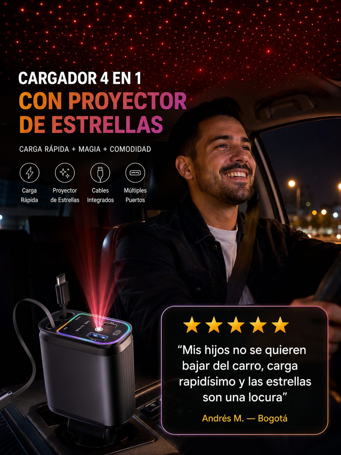 Testimonio real — carga rapidísimo y las estrellas son una locura
