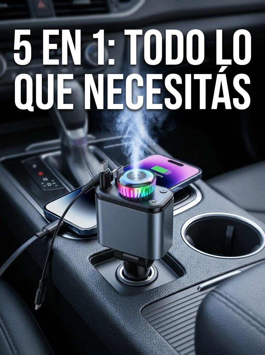 Cargador 5 en 1: carga, aromaterapia y luz ambiental a la vez