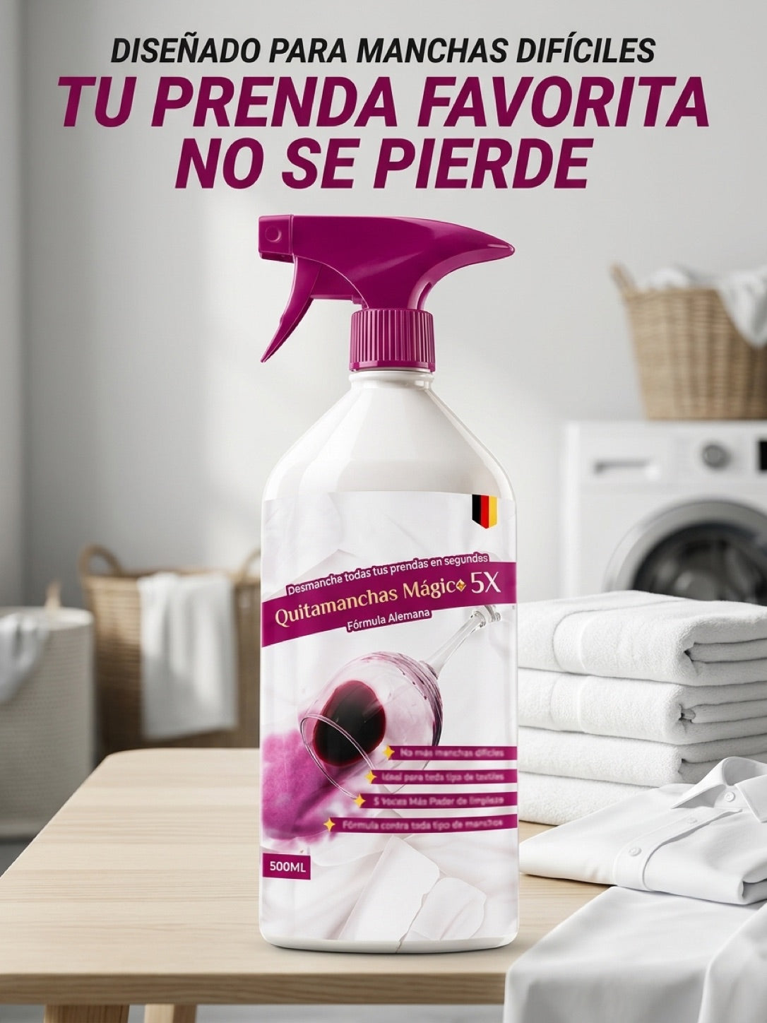 Quitamanchas Mágico 5X 500 ml — diseñado para manchas difíciles