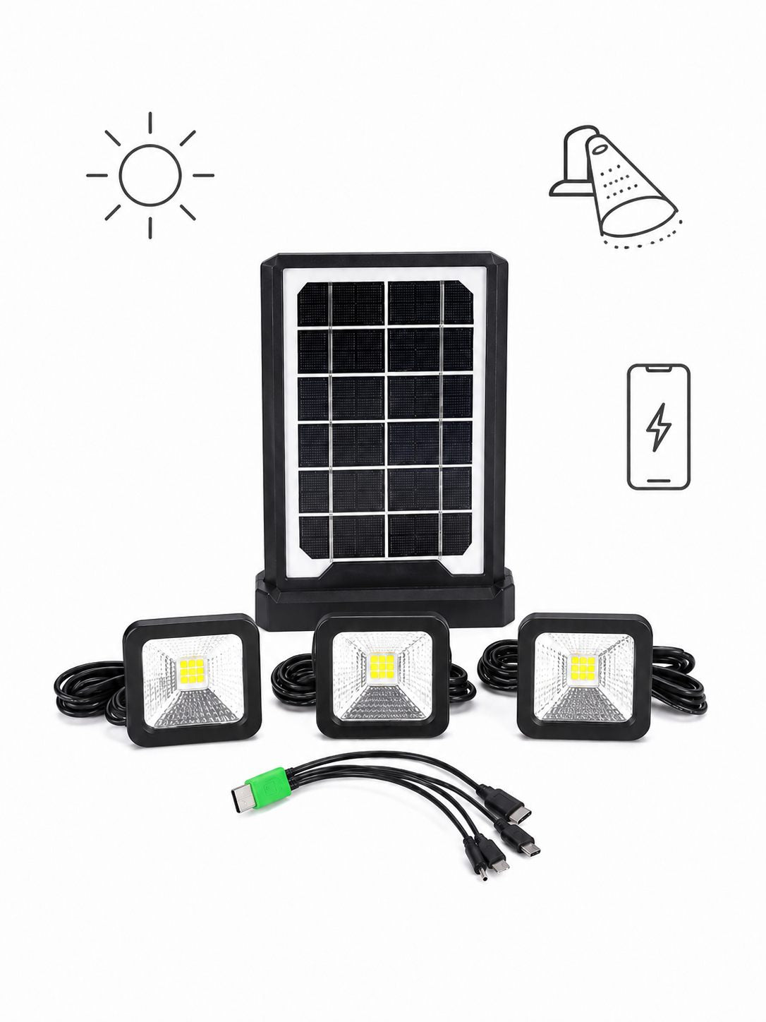 Carga con el sol, ilumina tres espacios y carga tu celular por USB