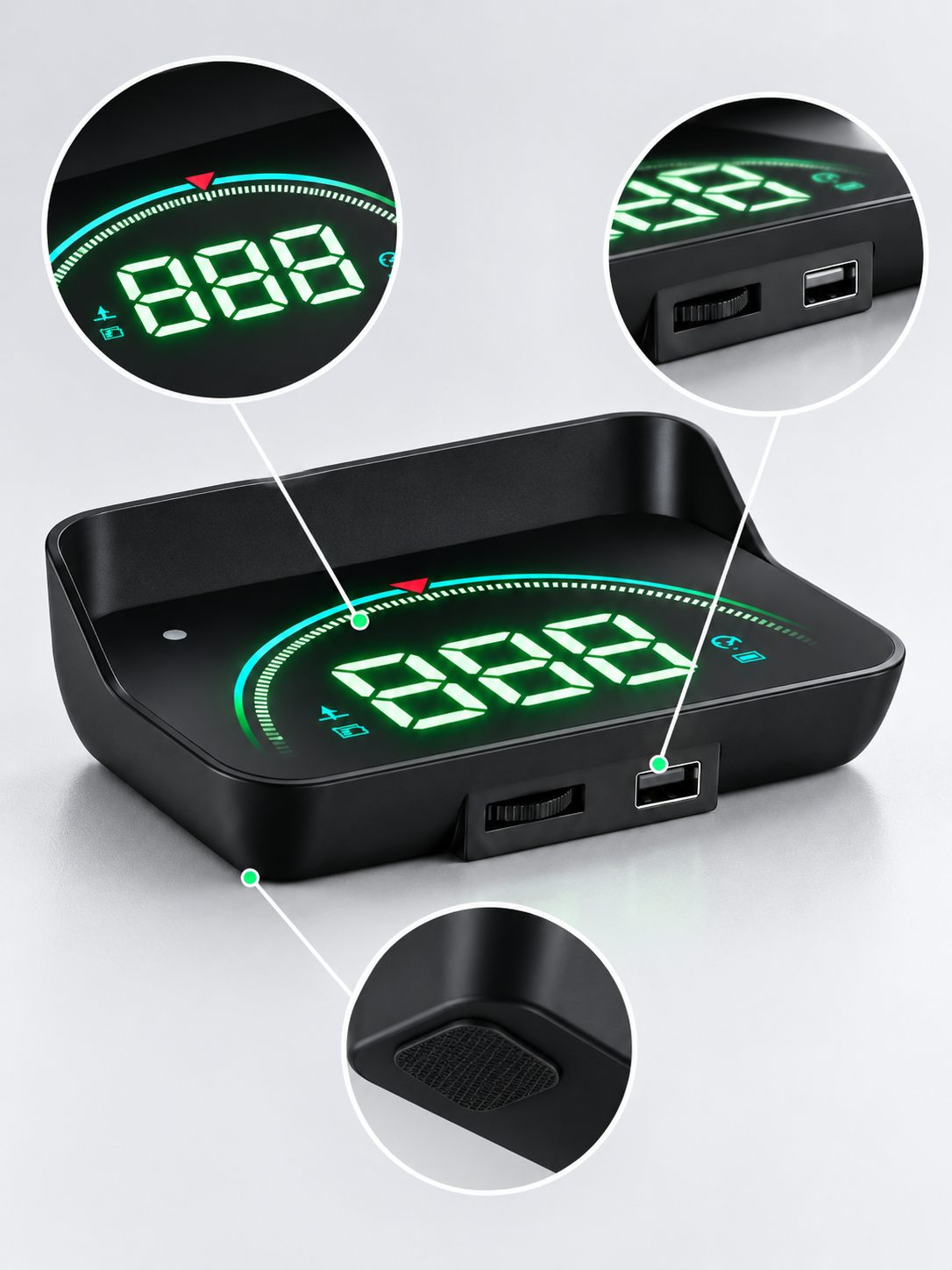 Por dentro: pantalla curva, puerto USB y base antideslizante